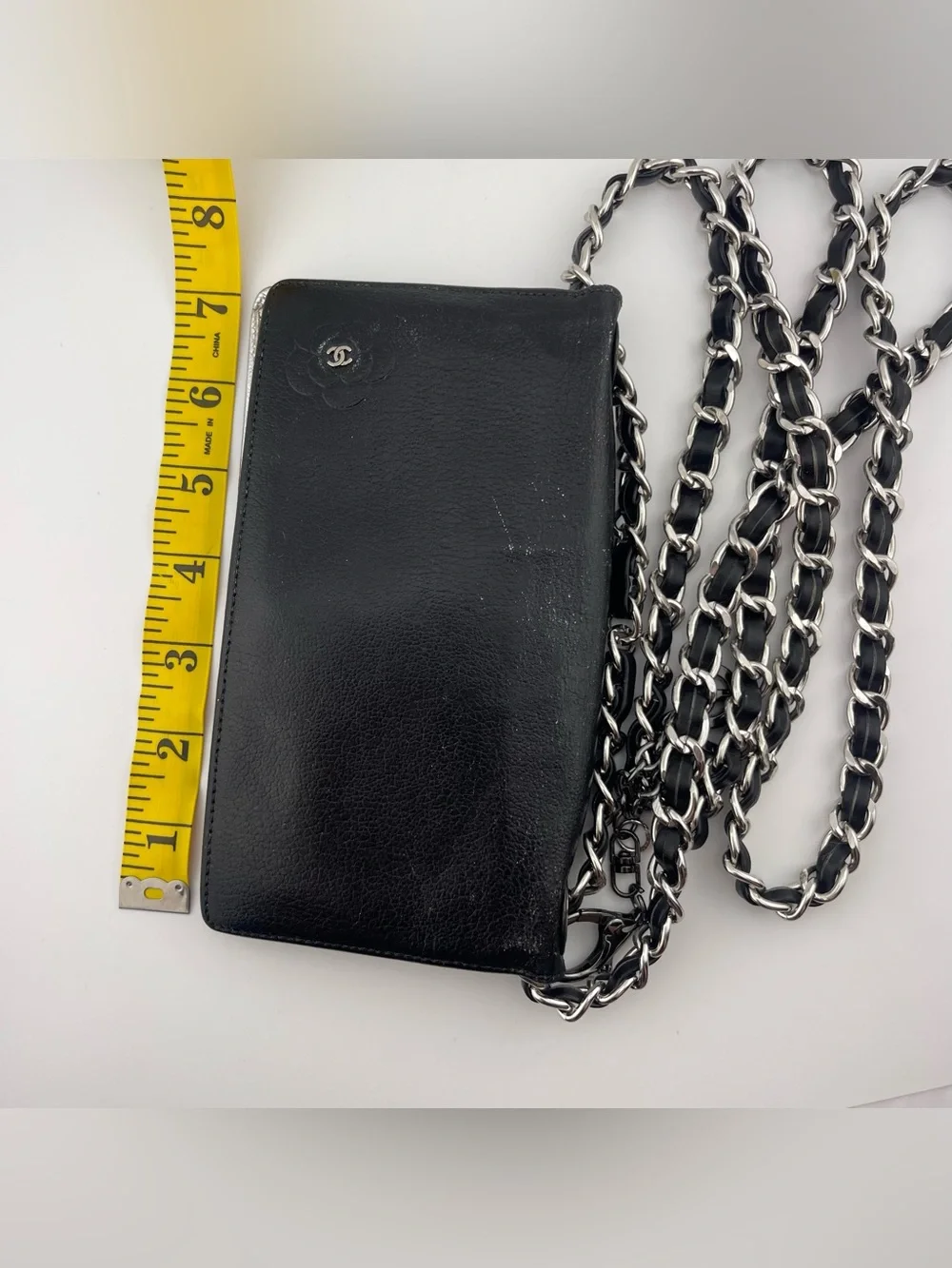 Vintage CHANEL Black Leather Wallet on Chain from 2009-2010. - Picture 15 of 16